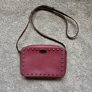 Michael Kors Studded Burgundy Crossbody Bag